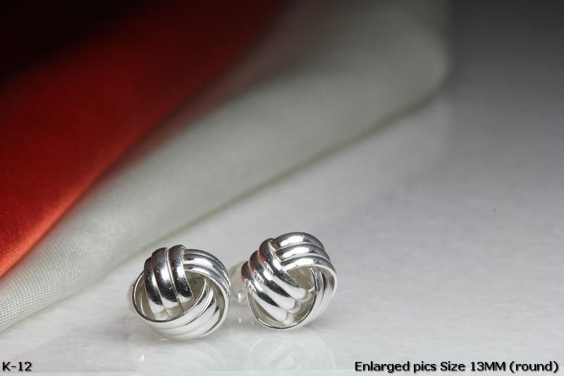 13MM SMOOTH FINISH STERLING SILVER 925 BRAND NEW HIGH QUALITY KNOT STUD EARRINGS