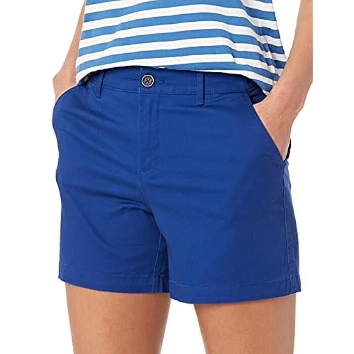 Essentials Womens Mid-Rise Slim-Fit 5 Inch Inseam Khaki Short 6