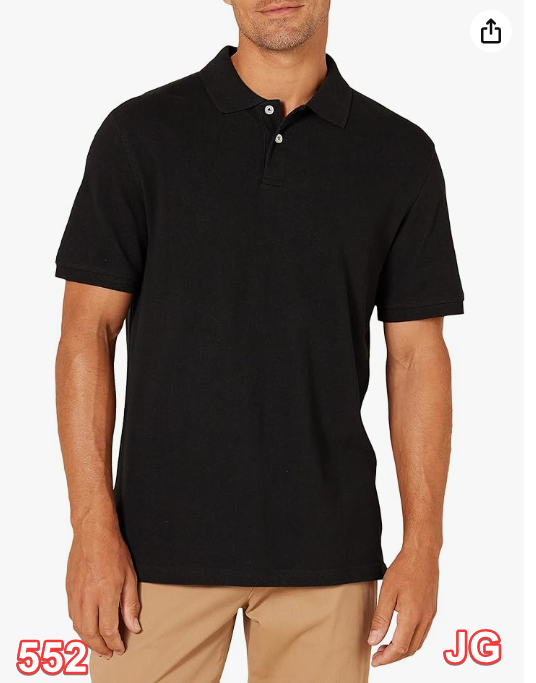 Amazon Essentials Men's Slim-Fit Cotton Pique Polo Shirt, Black, Small