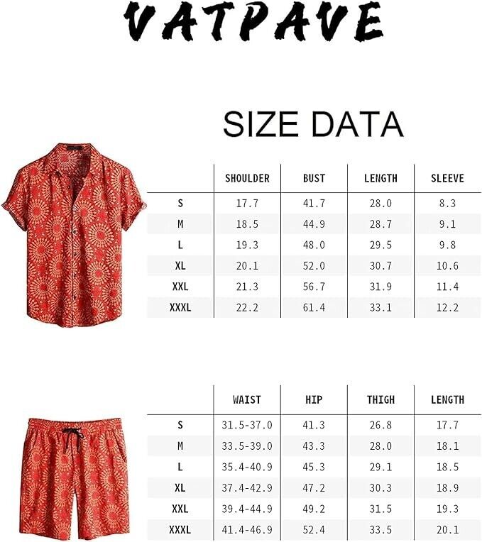 VATPAVE Mens, Floral Hawaiian Shirts, Short Sleeve , Beach Shirts Suits, XL
