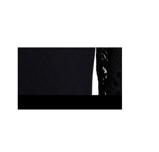 Vince Camuto Womens Paisley Lace Sleeve Pullover Sweater black XS $89
