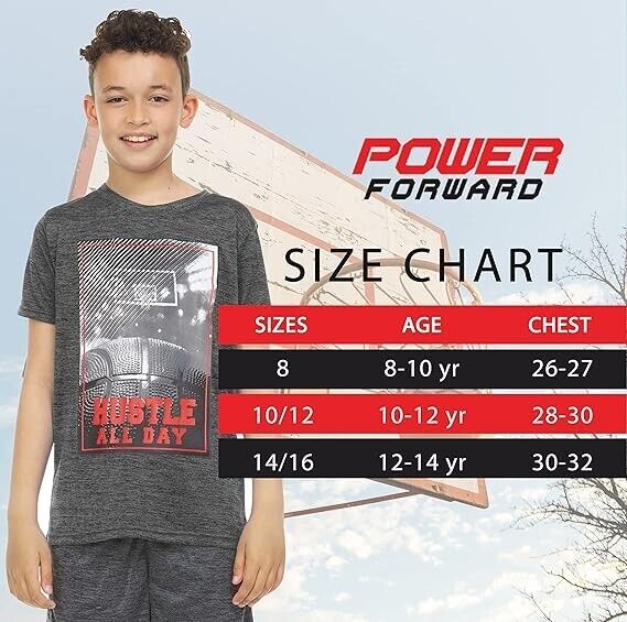 4 Pack Boys Athletic Active Performance Workout Basketball Graphic T-Shirt 14/16