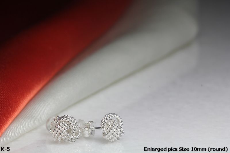 10MM BRAIDED STRAND STERLING SILVER BRAND NEW HIGH QUALITY KNOT STUD EARRINGS