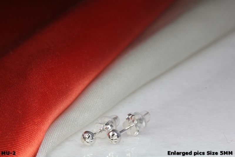 5MM BULLET SHAPED HALF ROUND RHODIUM PLATED STERLING SILVER 925 STUD EARRINGS