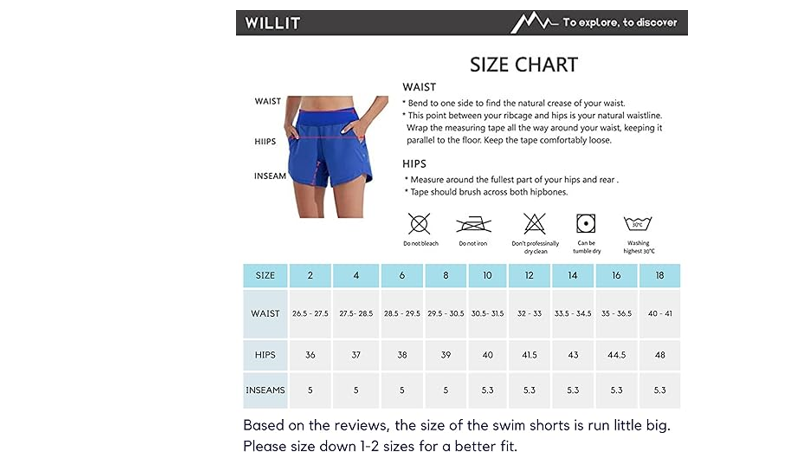 Willit Women's 5" Swim Board Shorts Quick Dry Beach Swimming Shorts, 10