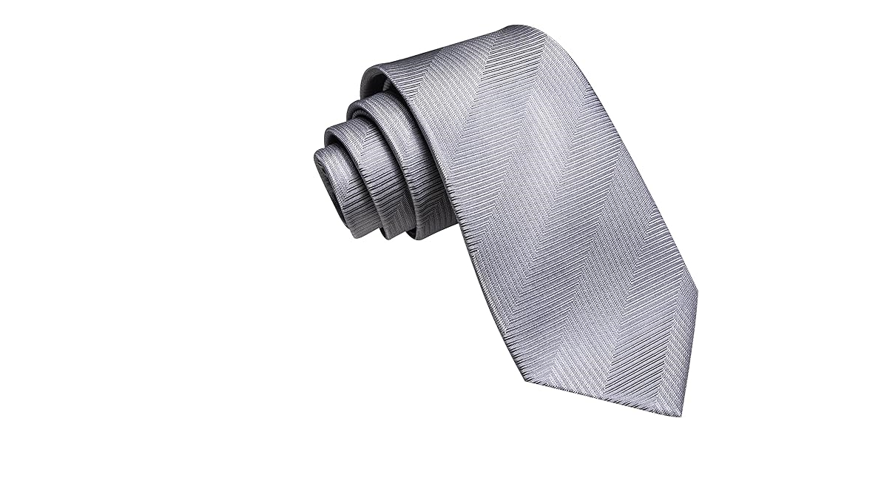 Barry.Wang Neckties for Man Silk Skinny Ties 3.1"(8CM) Striped Woven Clip Men