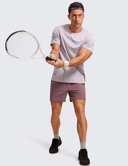 CRZ YOGA Men Cotton Polyester Short Sleeve T-Shirt Classic Fit Casual Soft Top L