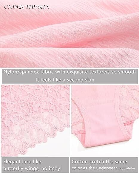 UNDER THE SEA Sexy Underwear for Women Seamless Soft Lace Hipster Panties, M