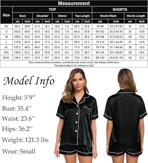 SWOMOG Womens Silk Satin Pajamas Set Two-Piece Pj Sets Sleepwear Loungewear, XL