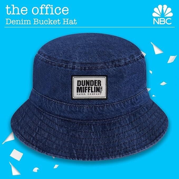 Concept One The Office Dunder Mifflin Bucket Hat, Packable Hat, Wide Brim, Blue