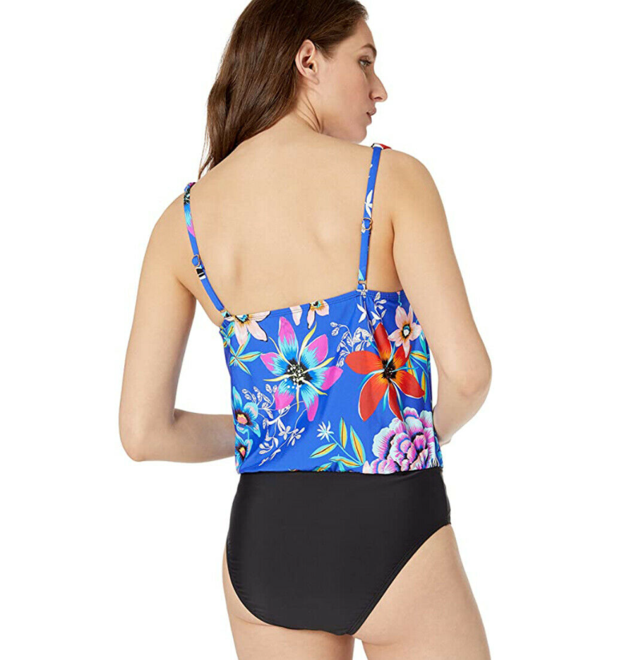 Athena Women's Cowl Neck Blouson One Piece, Mexicana Floral Blue/Multi, 8