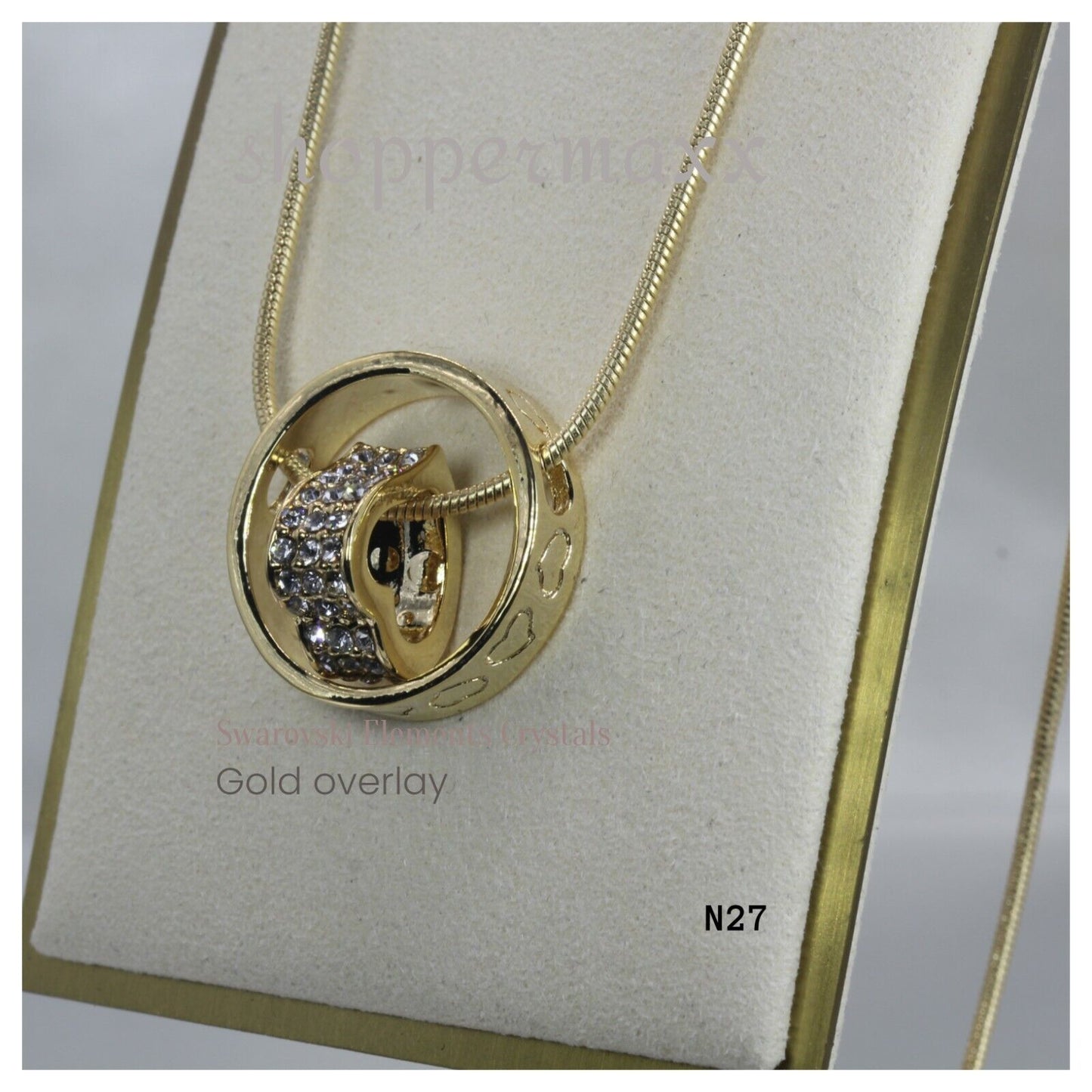 Swarovski Elements Love for Each other Heart inside Ring Pendant Necklaces Gold