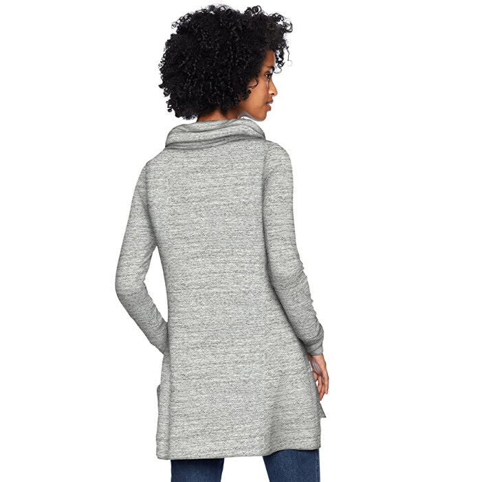 Daily Ritual Women's Supersoft Terry Funnel-Neck Tunic Heather Grey Spacedye S