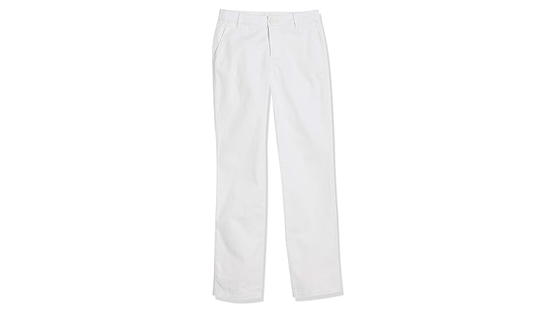 Amazon Essentials Women's Classic Straight-Fit Stretch Twill Chino Pant White 18