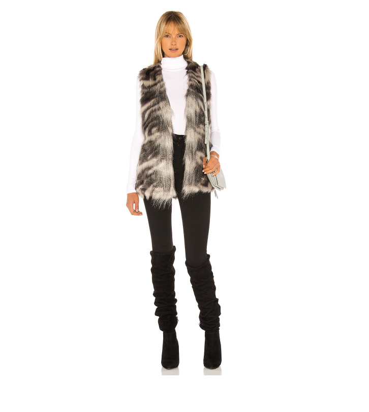 Cupcakes and Cashmere Vivianna Faux Fur Vest - Women's Size M - Grey NEW $138