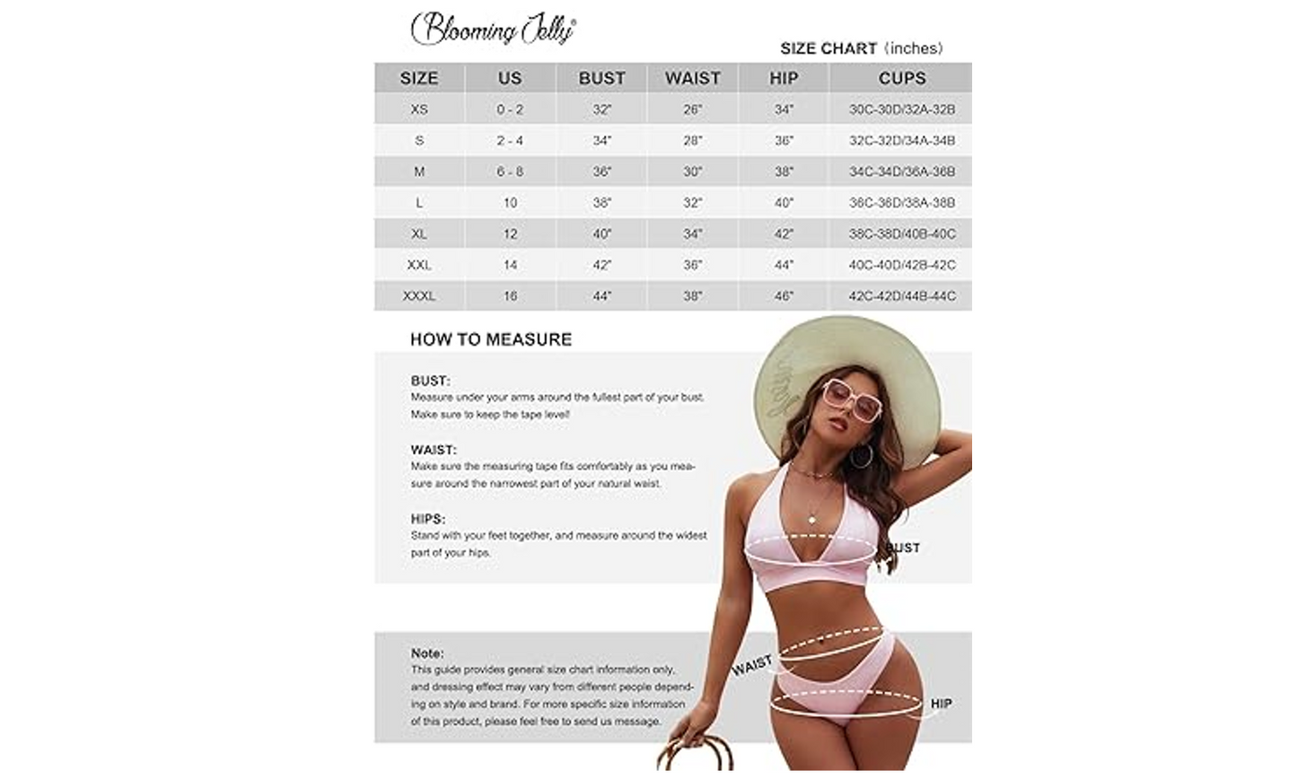 Blooming Jelly Womens High Cut Bikini Sets Halter Cheeky Swimsuit Deep V Neck, M
