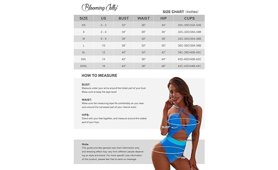 Blooming Jelly Women's High Waisted Sexy Monokini 1 Piece Swimsuits Cut Out, M