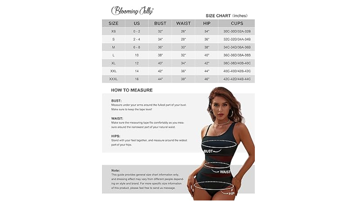 Blooming Jelly Women' One Shoulder Swimsuit One Piece Full Coverage Swimsuit, XL