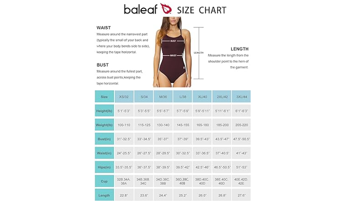 BALEAF Women's Athletic Training Adjustable Strap One Piece Swimsuit Swimwear,36