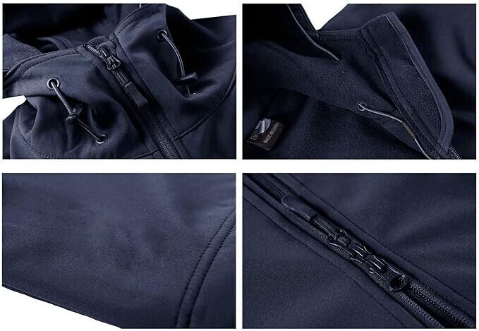 CRYSULLY Male Bicycle Coat Softshell Jacket Fleece Lining Hiking Travelling, XXL