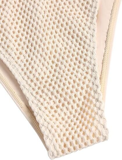 ZAFUL Women's Crochet O Ring Triangle Bikini Set Fishnet Mesh String Swimwear, S