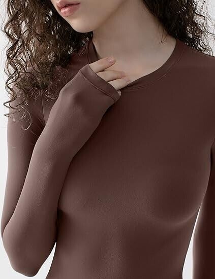 PUMIEY Long Sleeve Bodysuit For Women Sexy Bodysuit Clothing Crew Neck Top, XXL