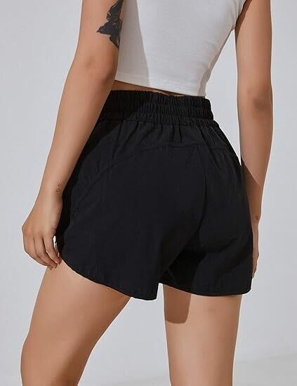 Blooming Jelly Womens High Waisted Running Shorts Athletic Workout Shorts Blk M