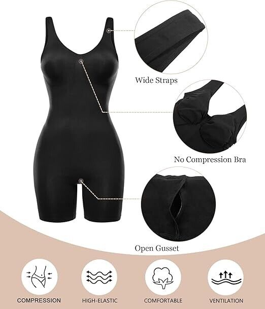 SHAPERX Women Shapewear Tummy Control Seamless Sculpting Body Shaper Black L-3XL
