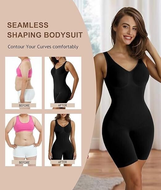 SHAPERX Women Shapewear Tummy Control Seamless Sculpting Body Shaper Black L-3XL