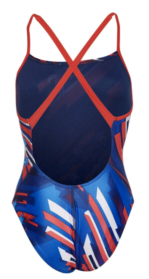 SPEEDO Stars and Stripes Relay Back Blue Red One-Piece Women's Swimsuit 8/34