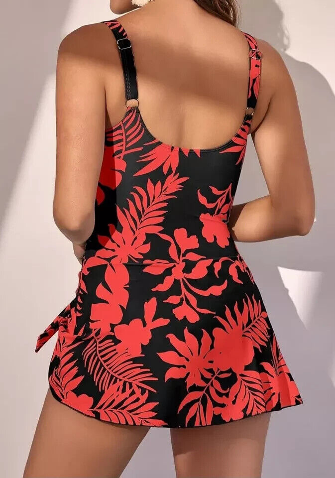 Aidonger One Piece Swim Dress Swimsuit for Women Tummy Control Skirt Bathsuit, L