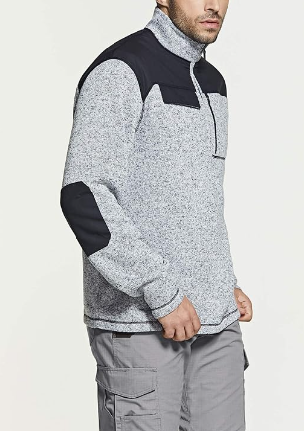 CQR Men's Thermal Fleece Half Zip Pullover, Winter Outdoor Warm Sweater, Gray, M