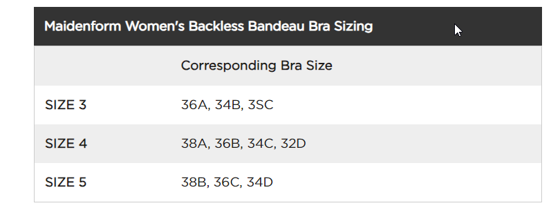 Women's Maidenform Backless Wireless Bandeau Bra M2249, Black, Size 4