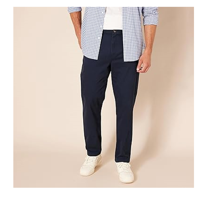 Essentials Men's Athletic-Fit Casual Stretch Chino Pants, Navy, 38W x 34L