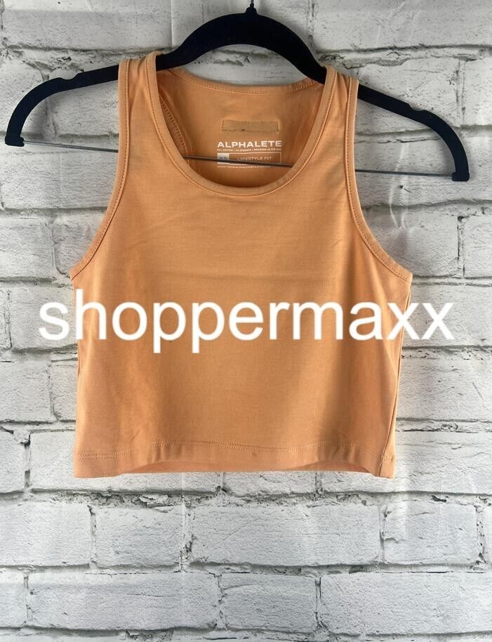 Alphalete Clay Essential Crop Tank Lifestyle Fit, Apricot, X-Small