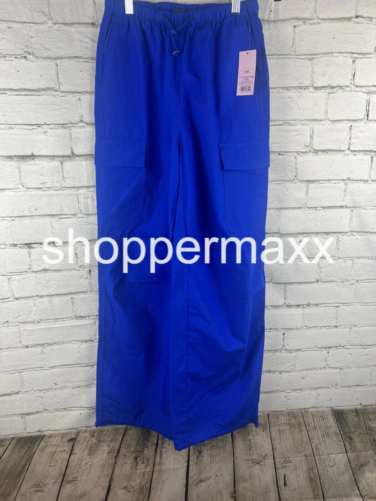 Women's High-Rise Cargo Parachute Pants - Wild Fable, Color - Bright Blue, XXS
