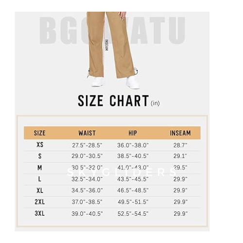 BGOWATU Women's Hiking Cargo Pants Joggers stretch , 6 Pockets, Khaki, Size 2XL