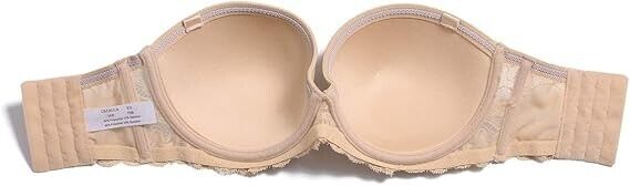 YANDW Strapless Lightly Padded Full Figured Coverage Bra Clear Back Multiway 36D
