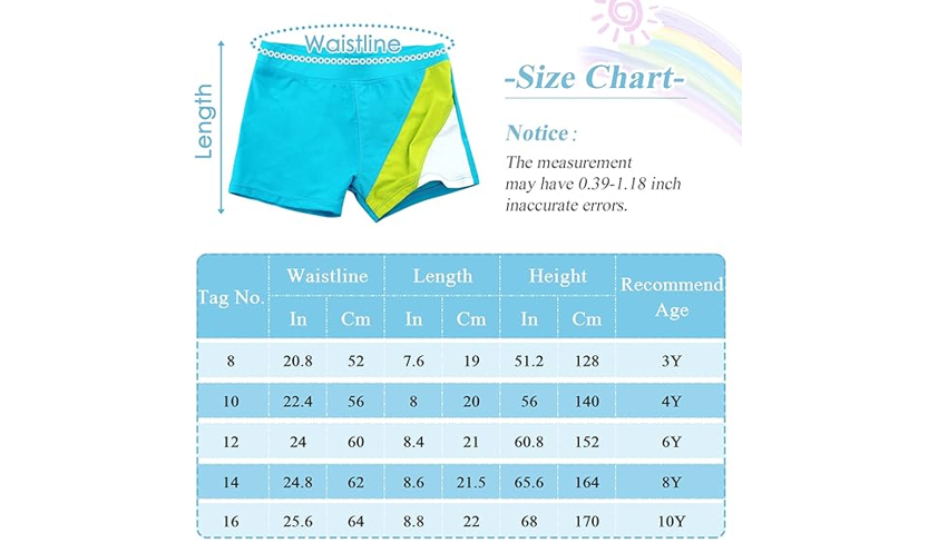 Aivtalk Boys Swim Trunks Bathing Suits Kids Swimwear Swimsuit, Blue/Green, 6-7