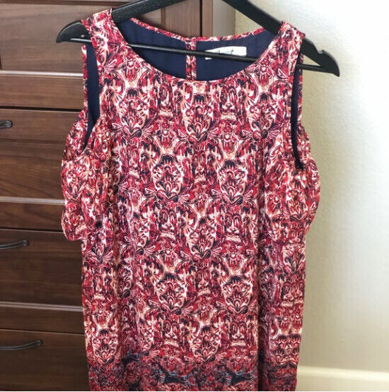 Ella Moon Red Black Navy Dress Sz XL ~ B49