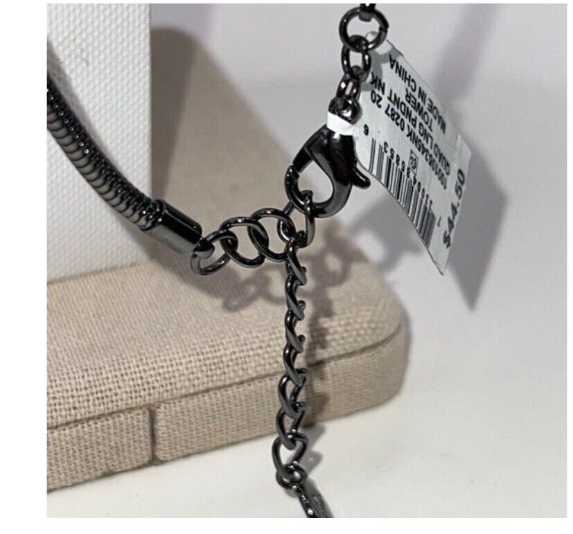 Alfani Hematite-Tone Crystal Imitation Gray Pearl Pendant Necklace New