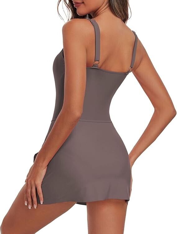 Century Star One Piece Swimdress for Women with Skirt Tummy Control Swimsuit, S