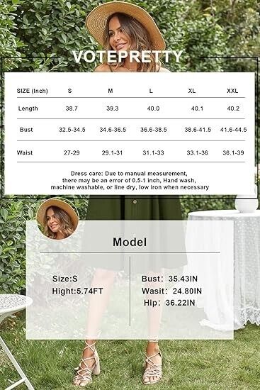 VOTEPRETTY Women's Summer Dresses Sundresses Beach Clothes Outfit Vacation, XL