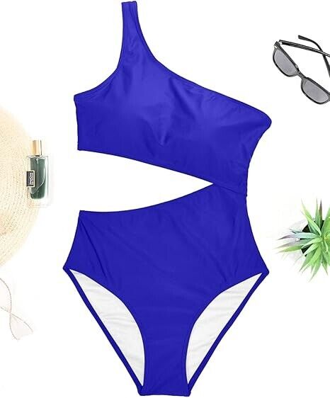 Yonique Women's One Piece Bathing Suit One Shoulder Swimsuit Cutout Swimwear, L