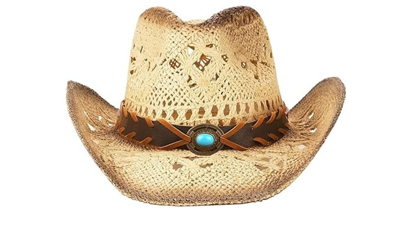 Closima Cowboy Hat for Women & Men, Straw Cowgirl Hat Environmental Protection