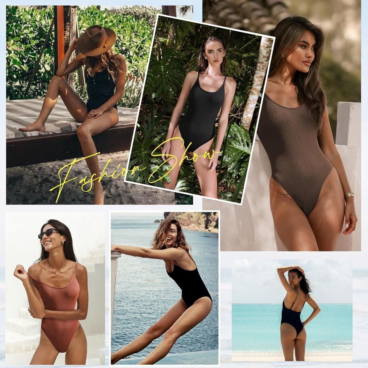 Zando One Piece Swimsuit Women Bathing Suit Tummy Control Ribbed Bathing Suit, S