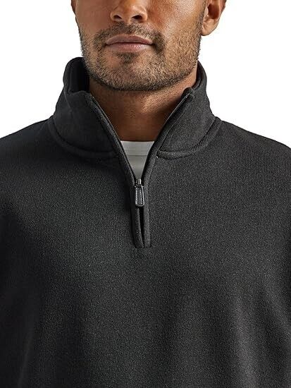 Wrangler Authentics Men's Long Sleeve Fleece Quarter- Zip, Caviar, XX-Large