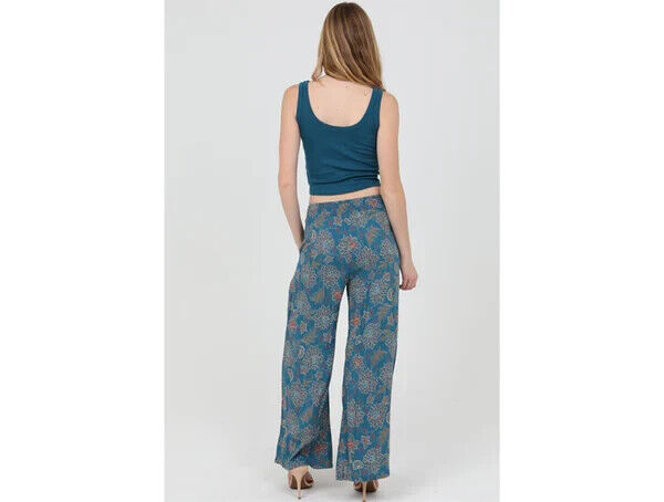 Angie Women's Wide Leg Tie Pant, Lagoon, Size Small