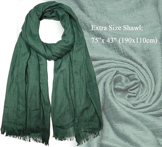 Women Summer Scarfs Cotton Lightweight Large Long Gauze Beach Wrap Plain Shawl