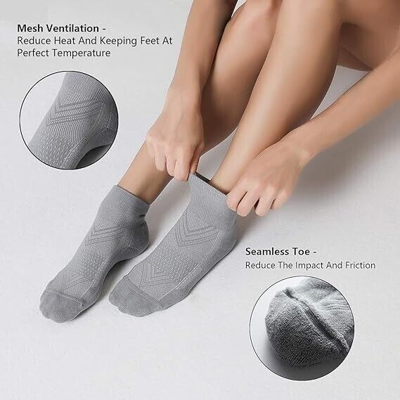 CelerSport 6 Pack Men's Ankle Socks with Cushion, Sport Athletic Running Socks M